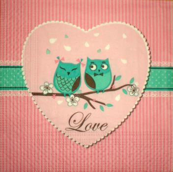 082 Eulen - 3-lagig - CS - 22x22cm